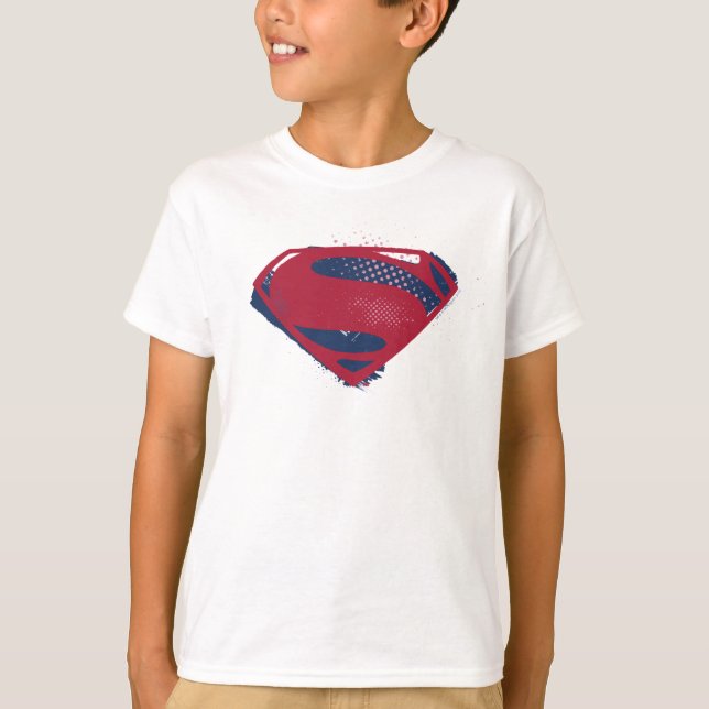 T-shirt Ligue de Justice | Symbole Superman brosse et demi (Devant)