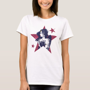 T-shirt Ligue de Justice   Wonder Woman & Stars Pop Art
