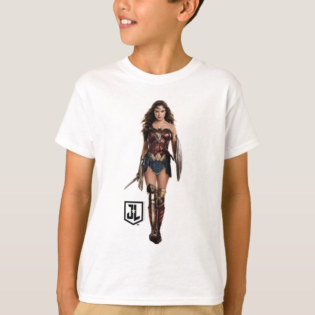 T-shirt Ligue de Justice | Wonder Woman Sur Le Champ De Ba (Devant)
