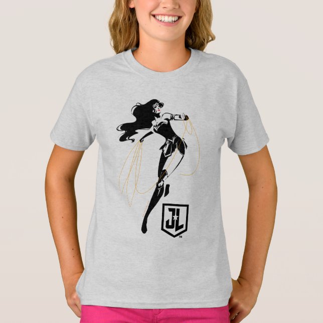 T-shirt Ligue de Justice | Wonder Woman with Lasso Pop Art (Devant)