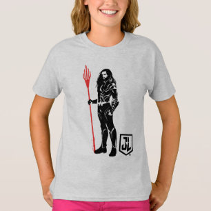T-shirt Ligue de la justice Aquaman Pose Noir Pop Art