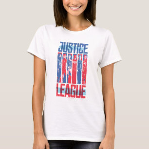 T-shirt Ligue de la justice  Blue & Red Group Pop Art