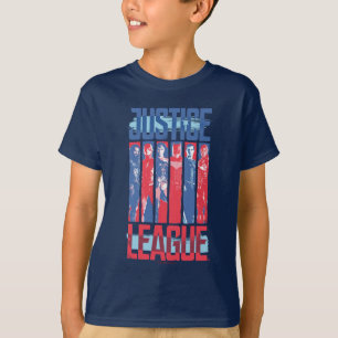 T-shirt Ligue de la justice  Blue & Red Group Pop Art