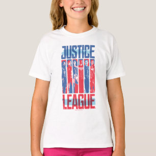 T-shirt Ligue de la justice  Blue & Red Group Pop Art