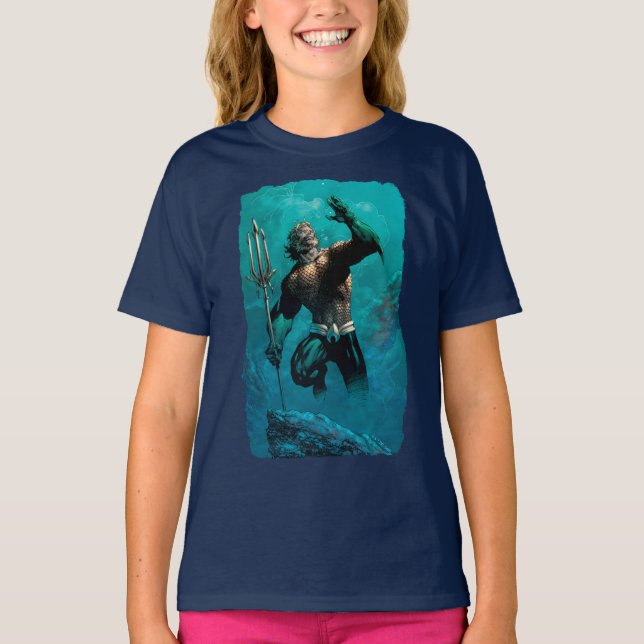 T-shirt Ligue Justice #10 Aquaman Noyé Variant de Terre (Devant)