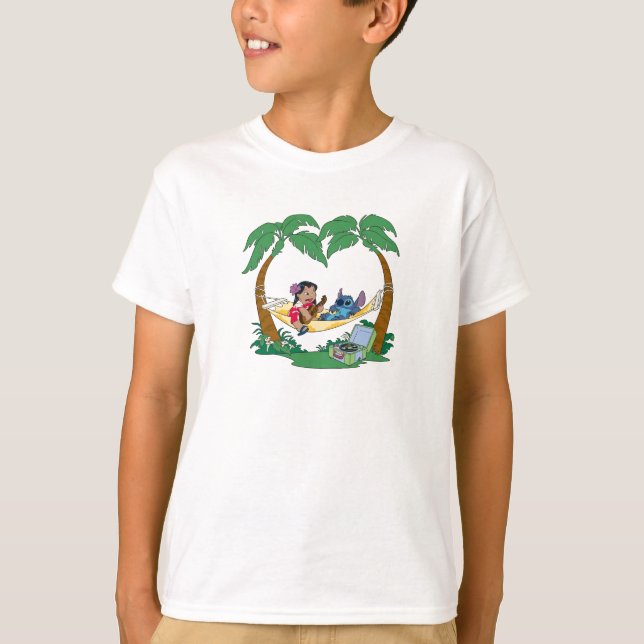 T-shirt Lilo et Stitch Lilo Stitch sur un hamac (Devant)