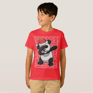 T-shirt Limande tamponnante d'ours panda de Noël