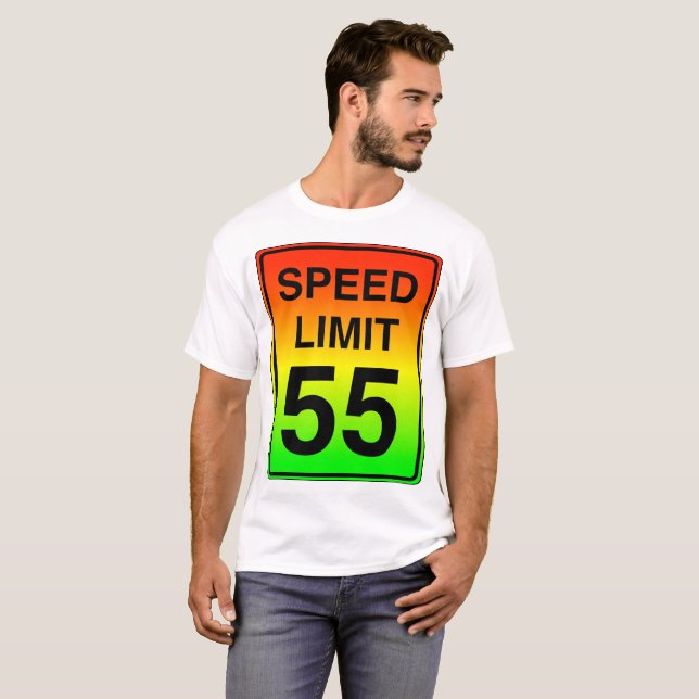 T-shirt Limite de vitesse 55 Signal avec couleurs Stopligh (Devant entier)