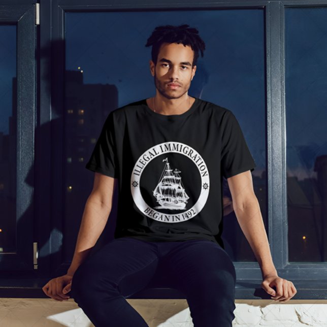 T-shirt L'Immigration Illégale Commence En 1492, Jour Colu (Créateur téléchargé)