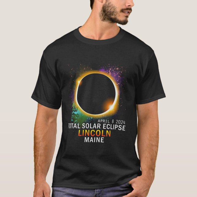 T-shirt Lincoln Maine Total Solaire Eclipse 2024 (Devant)