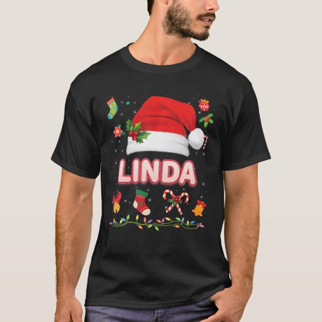 T-shirt Linda Santa Claus Casquette Famille Joyeux Noël No (Devant)