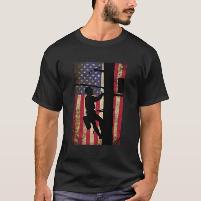 T-shirt Line American Flag Electric Cable (Devant)