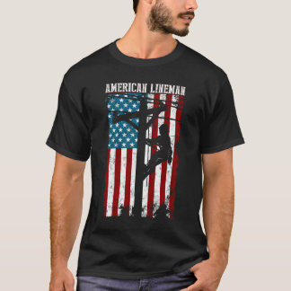 T-shirt Line American Flag Electric Cable Patriotic Line