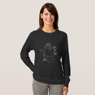 T-shirt Line Art illustration. Femme en noir et blanc.