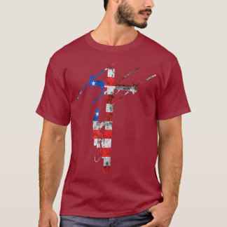 T-shirt Lineman American 4th juillet Câble électrique