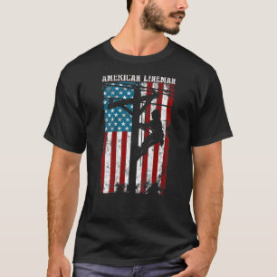T-shirt Lineman cadeaux drapeau américain Câble électrique