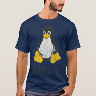 T-shirt Linu Mascot Tu le Penguin Vintage Geek Nerd