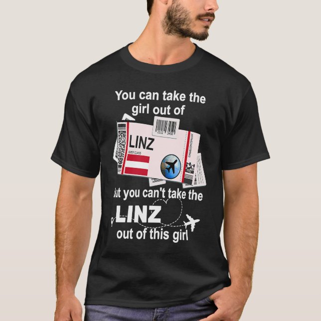 T-shirt Linz Boarding Pass Linz Girl Linz (Devant)