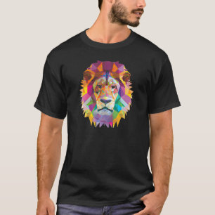 T-shirt Lion Abstrait Polygone Cool animal sauvage géométr