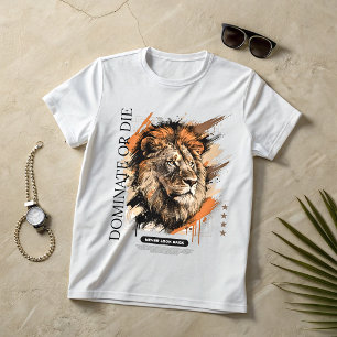 T-Shirt Lion Alpha Mentalité – Graphisme Dominé Ou
