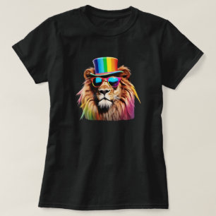 T-shirt Lion arc-en-ciel
