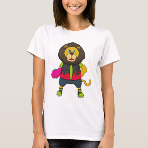 T-shirt Lion as skater with skateboard