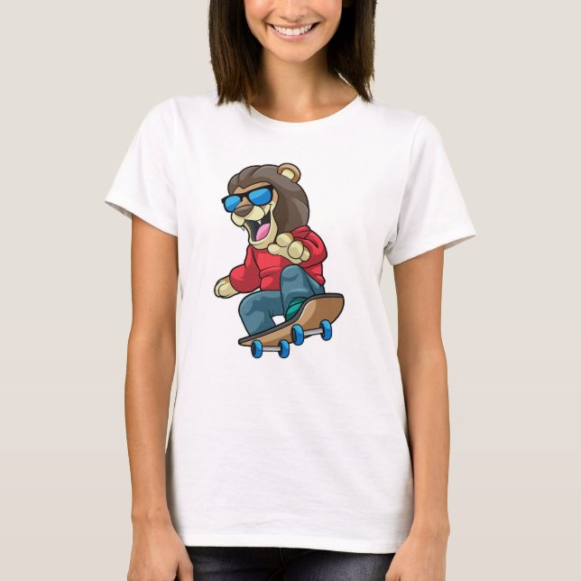 T-shirt Lion as skater with skateboard (Devant)
