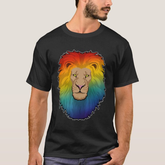 T-shirt Lion aux couleurs arc-en-ciel (Devant)