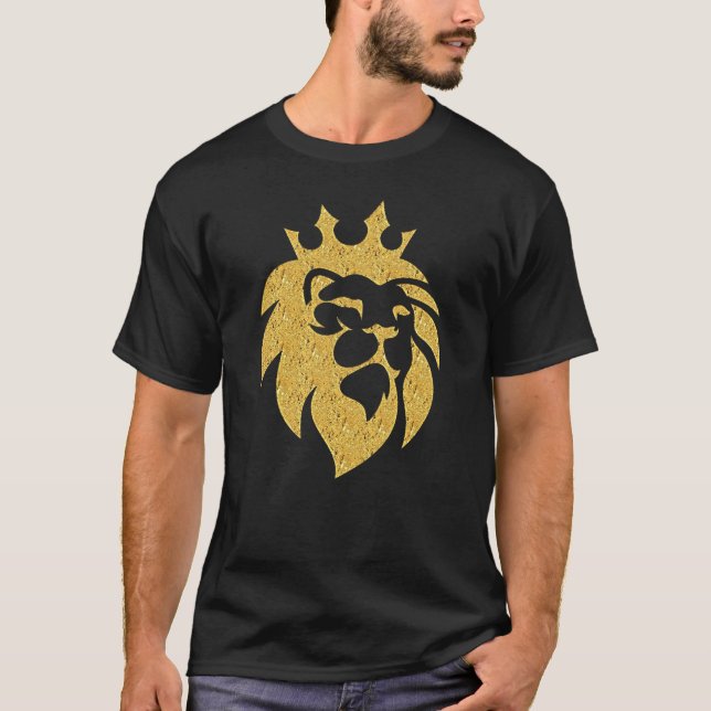 T-shirt Lion Avec Couronne - Style Or 1 (Devant)