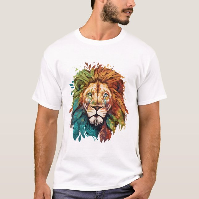T-shirt Lion Avec des couleurs rgb. (Devant)