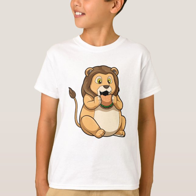 T-shirt Lion avec hamburger (Devant)