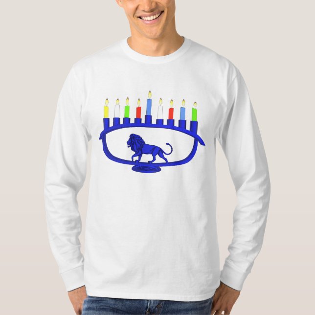 T-shirt Lion bleu Menorah (Devant)
