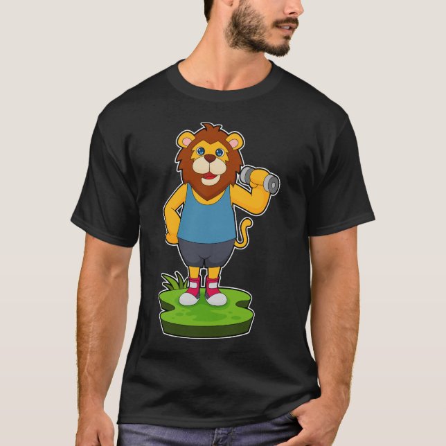 T-shirt Lion Bodybuilder Dumbbell (Devant)