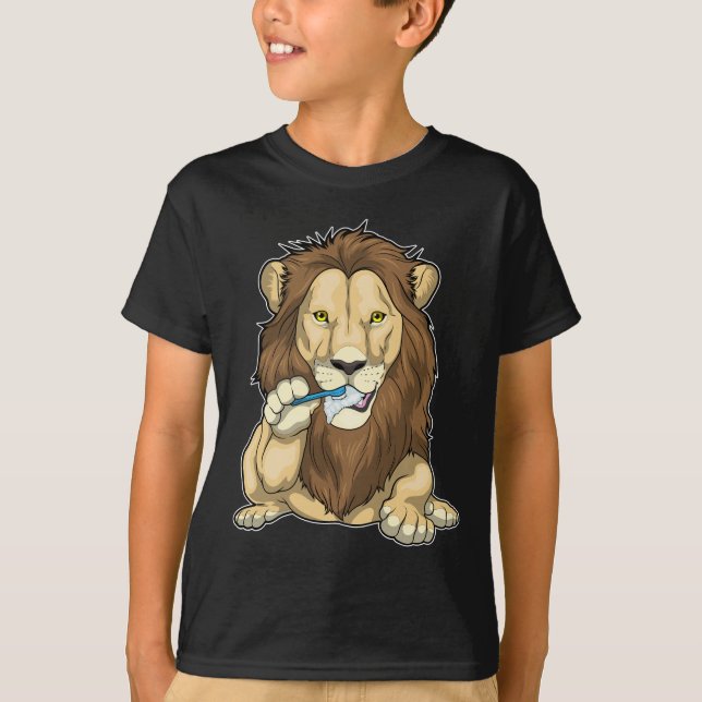 T-shirt Lion Brush dents Brosse à dents (Devant)