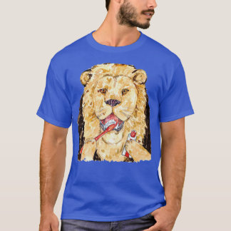 T-shirt Lion brushing teeth bath watercolor painting