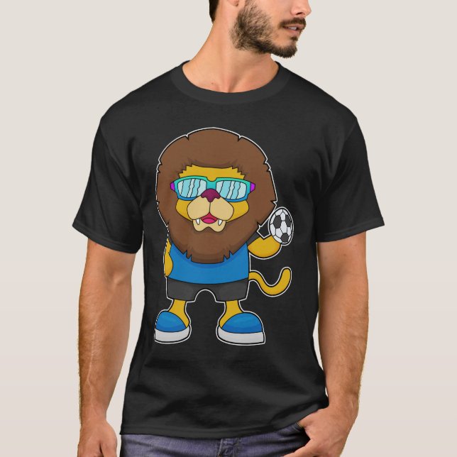 T-shirt Lion comme joueur de football avec Soccer (Devant)