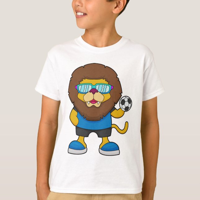 T-shirt Lion comme joueur de football avec Soccer (Devant)