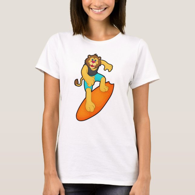 T-shirt Lion comme surfer avec Surfer (Devant)