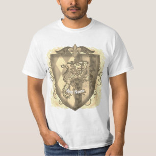 T-shirt Lion Crest Stripes Shield nom de famille