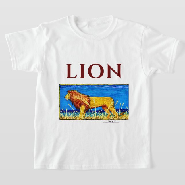 T-shirt Lion dans l'herbe haute (Poser)