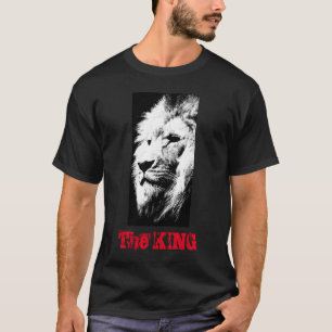 T-shirt Lion d'art pop noir moderne et élégant