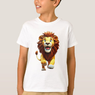 T-shirt Lion de dessin 3D en cours dans la jungle - Enfant