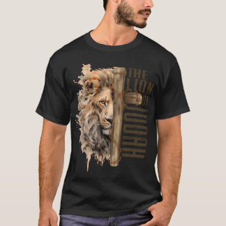 T-shirt Lion de Juda Lion Croix foi chrétienne Jésus
