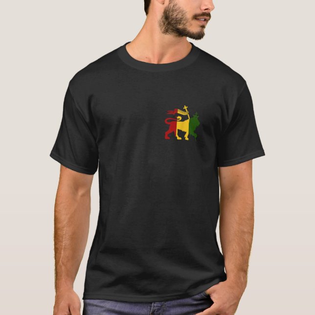 T-shirt Lion De Juda Reggae Rastafari Hébreu Éthiopien Est (Devant)