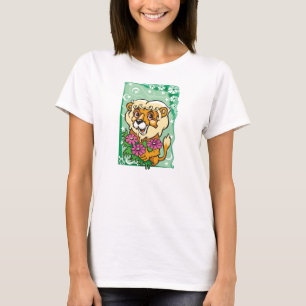T-shirt Lion de Léon Floral, fleurs roses