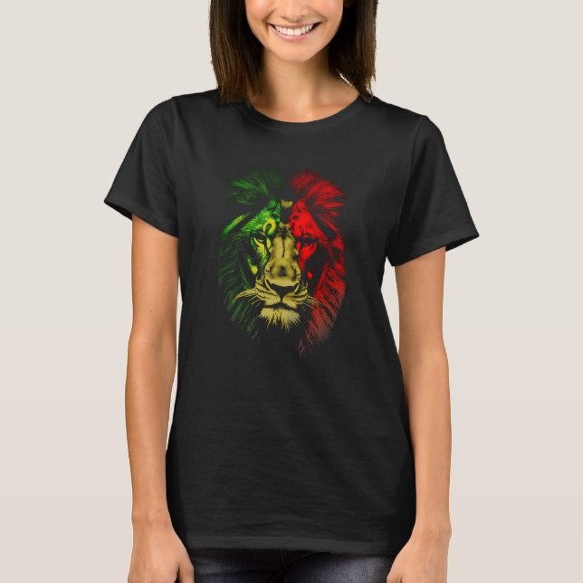 T-shirt Lion de reggae chat sauvage gros chat Lion de Jama (Devant)