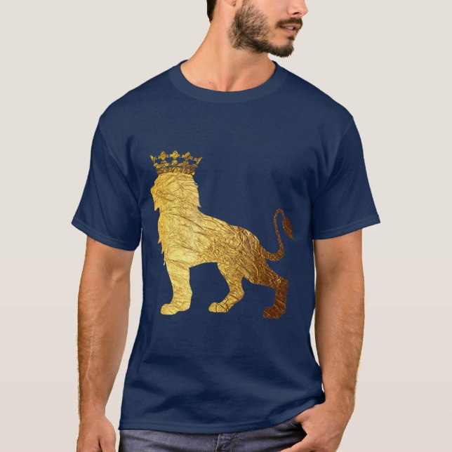 T-shirt Lion d'or roi Couronne pour Homme Cool Boy Lion (Devant)