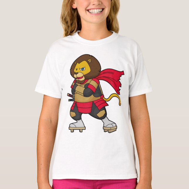 T-shirt Lion en guerrier avec Cap (Devant)