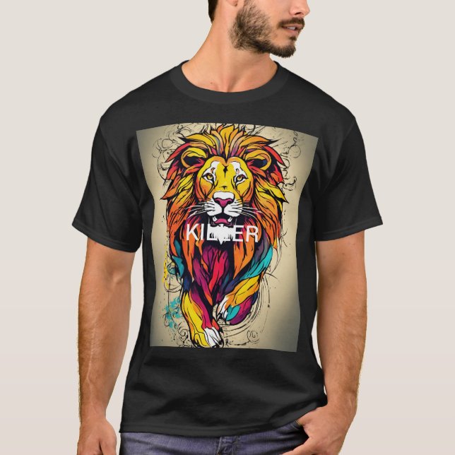 T-shirt Lion en rugissement Tee : Libérez le KILLER ! (Devant)
