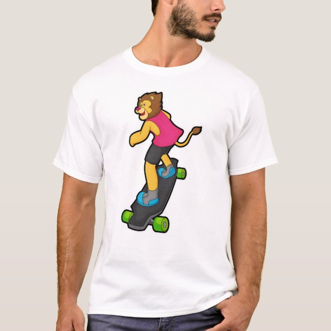 T-shirt Lion en Skateboard avec Skateboard (Devant)